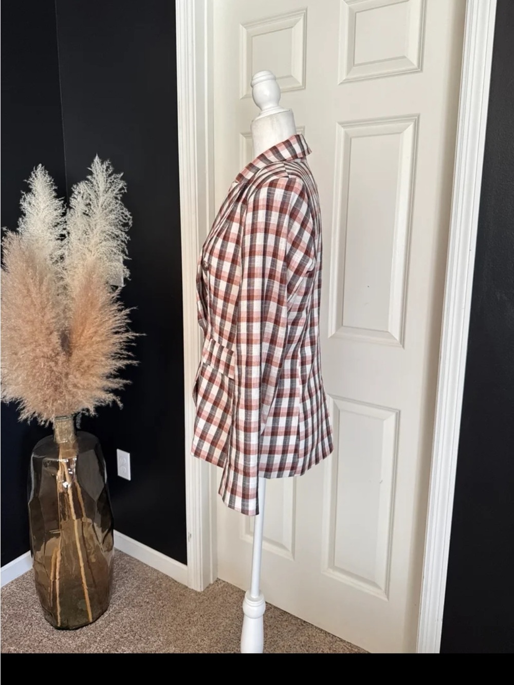 Joie Blazer Spice Plaid Double Breasted Cotton Blend Jacket Size Medium - Picture 8 of 12
